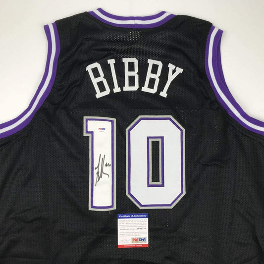 Autographed/Signed Mike Bibby Sacramento Black Basketball Jersey PSA/DNA COA