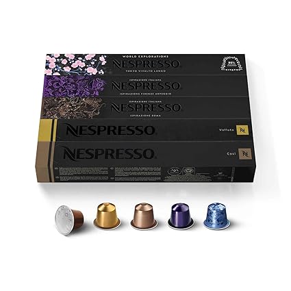 Nespresso Capsules Original Line, Ispirazione Variety Pack, Mild, Medium, Dark Roast Espresso Coffee, 50 Count Espresso Coffee Pods