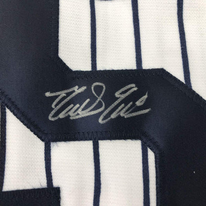 Autographed/Signed Domingo German New York Pinstripe Baseball Jersey JSA COA