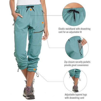 BALEAF Women's Hiking Pants Quick Dry Water Resistant Lightweight Joggers Pant for All Seasons Elastic Waist Pond Size M