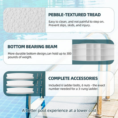 TonGass 3-Pack, White 18" Universal Pool Ladder Steps Replacement parts