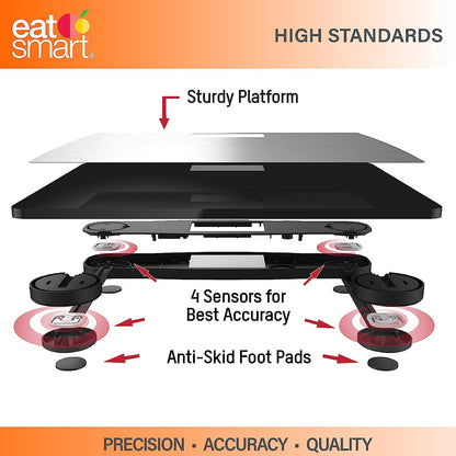 Eat Smart Precision 550 Pound Extra-High Capacity Digital Bathroom Scale with Extra-Wide Platform , Stainless
