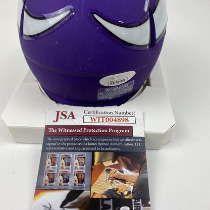 Autographed/Signed Daunte Culpepper Minnesota Vikings Football Mini Football Helmet JSA COA