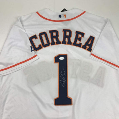 Autographed/Signed Carlos Correa Houston White Baseball Jersey JSA COA
