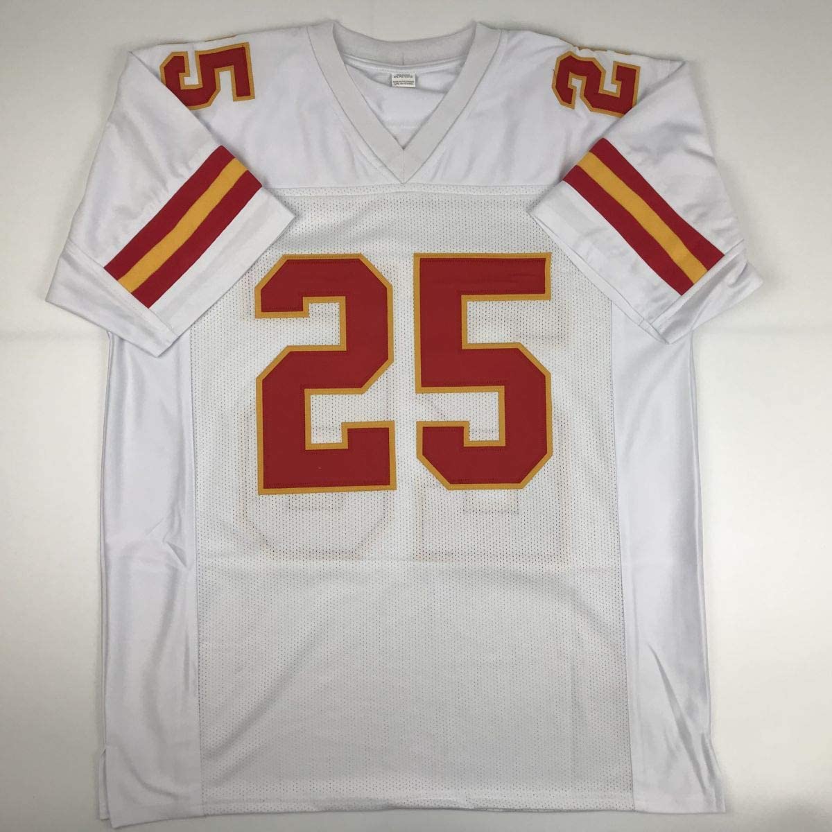 Autographed/Signed Jamaal Charles Kansas City White Football Jersey JSA COA