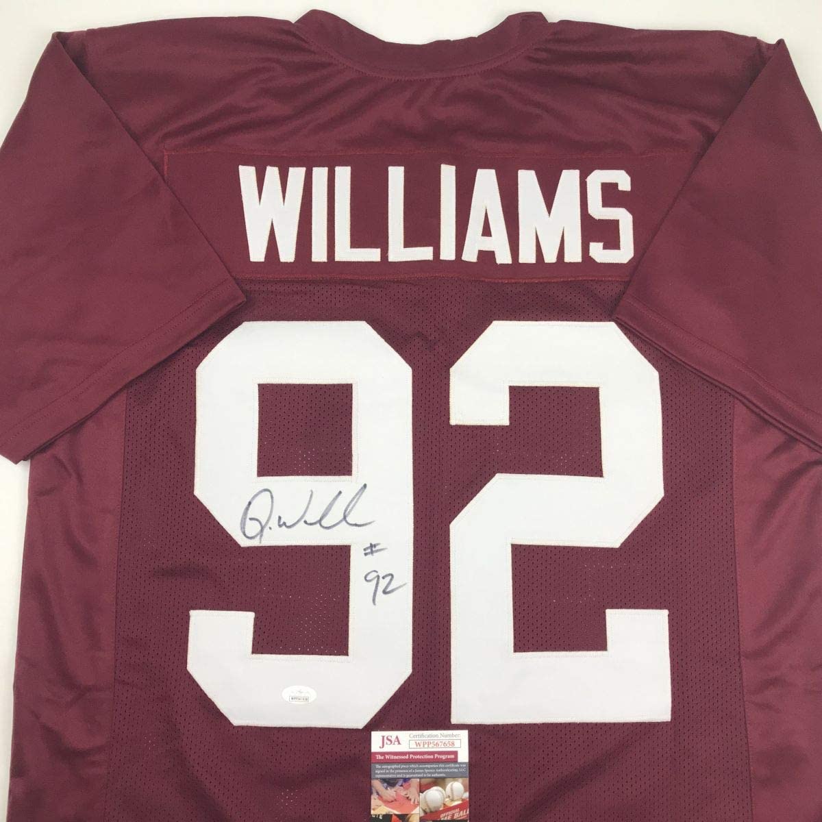 Autographed/Signed Quinnen Williams Alabama Red College Football Jersey JSA COA
