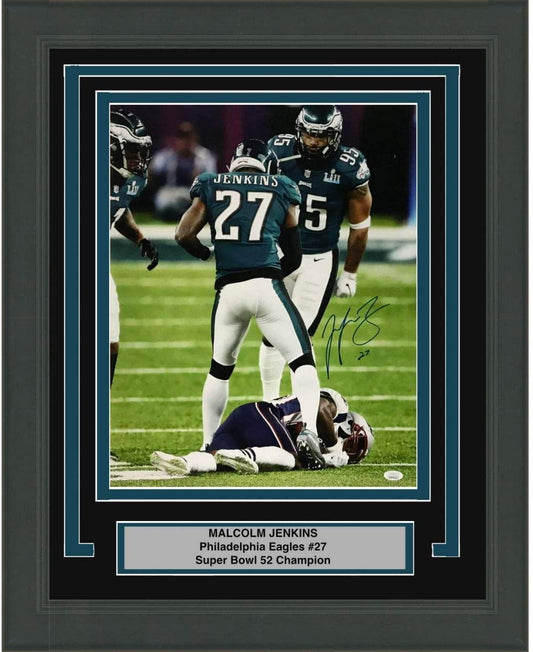 Framed Autographed/Signed Malcolm Jenkins Philadelphia Eagles Super Bowl LII 52 Hit Champions 16x20 Football Photo JSA COA #1
