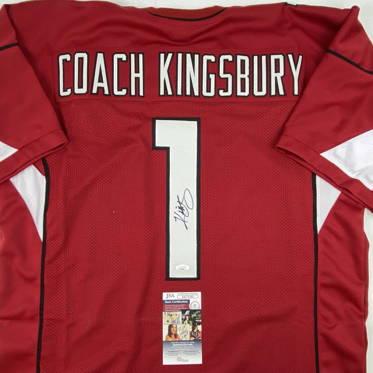 Autographed/Signed Kliff Kingsbury Head Coach Arizona Red Football Jersey JSA COA