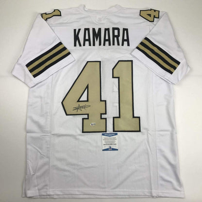 Autographed/Signed Alvin Kamara New Orleans Color Rush Football Jersey Beckett BAS COA