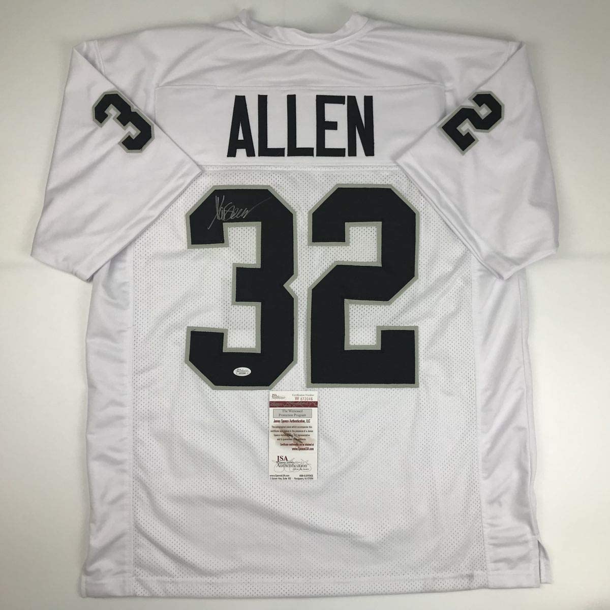 Autographed/Signed Marcus Allen Oakland White Football Jersey JSA COA