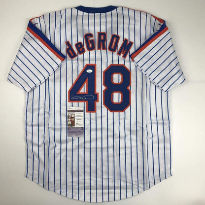 Autographed/Signed Jacob DeGrom New York NY Pinstripe Baseball Jersey JSA COA