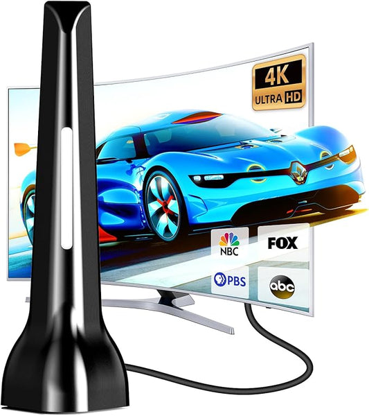 2025 Digital TV Antenna for Smart TV - Indoor HDTV Antennas, 300+ Miles Range, Supports 8K 4K 1080p TVs, Strongest Reception for Local Channels - Includes 8.2ft Coax Cable (Silver Grey)
