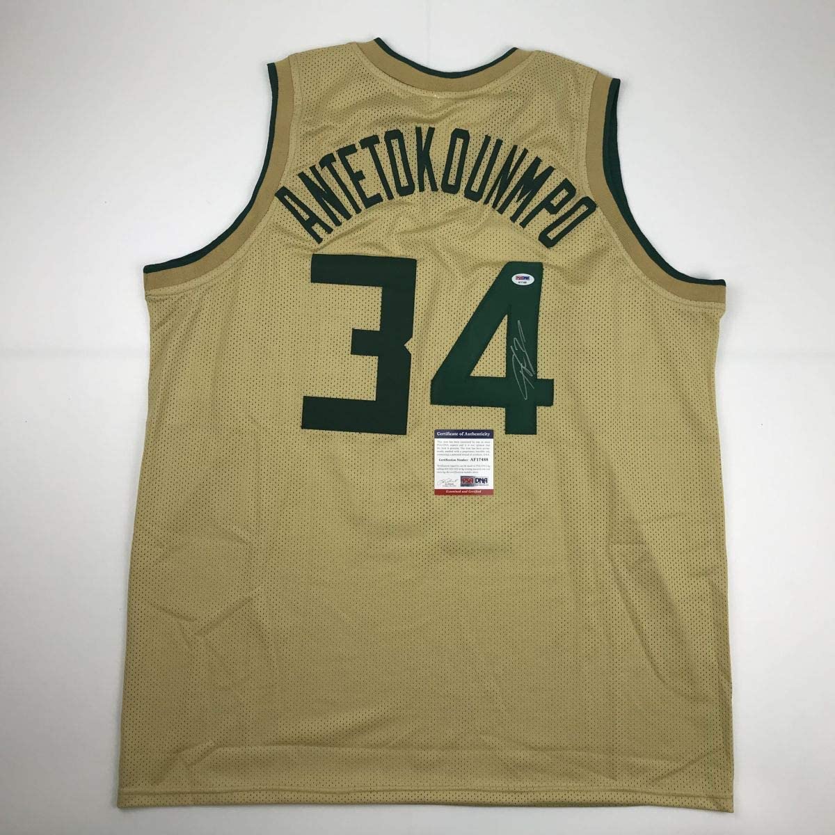 Autographed/Signed Giannis Antetokounmpo Milwaukee Tan Basketball Jersey PSA/DNA COA