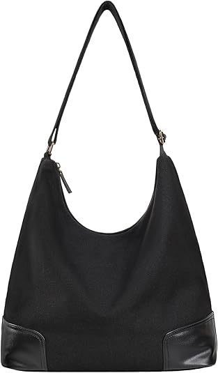 F-color Crossbody Tote Bag for Women - Large Canvas Hobo Crossbody Bag with Zipper & 5 Pockets, Carry on Shoulder Bag Work