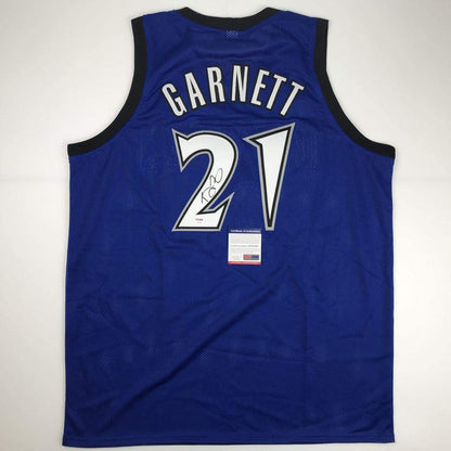 Autographed/Signed Kevin Garnett Minnesota Blue Basketball Jersey PSA/DNA COA