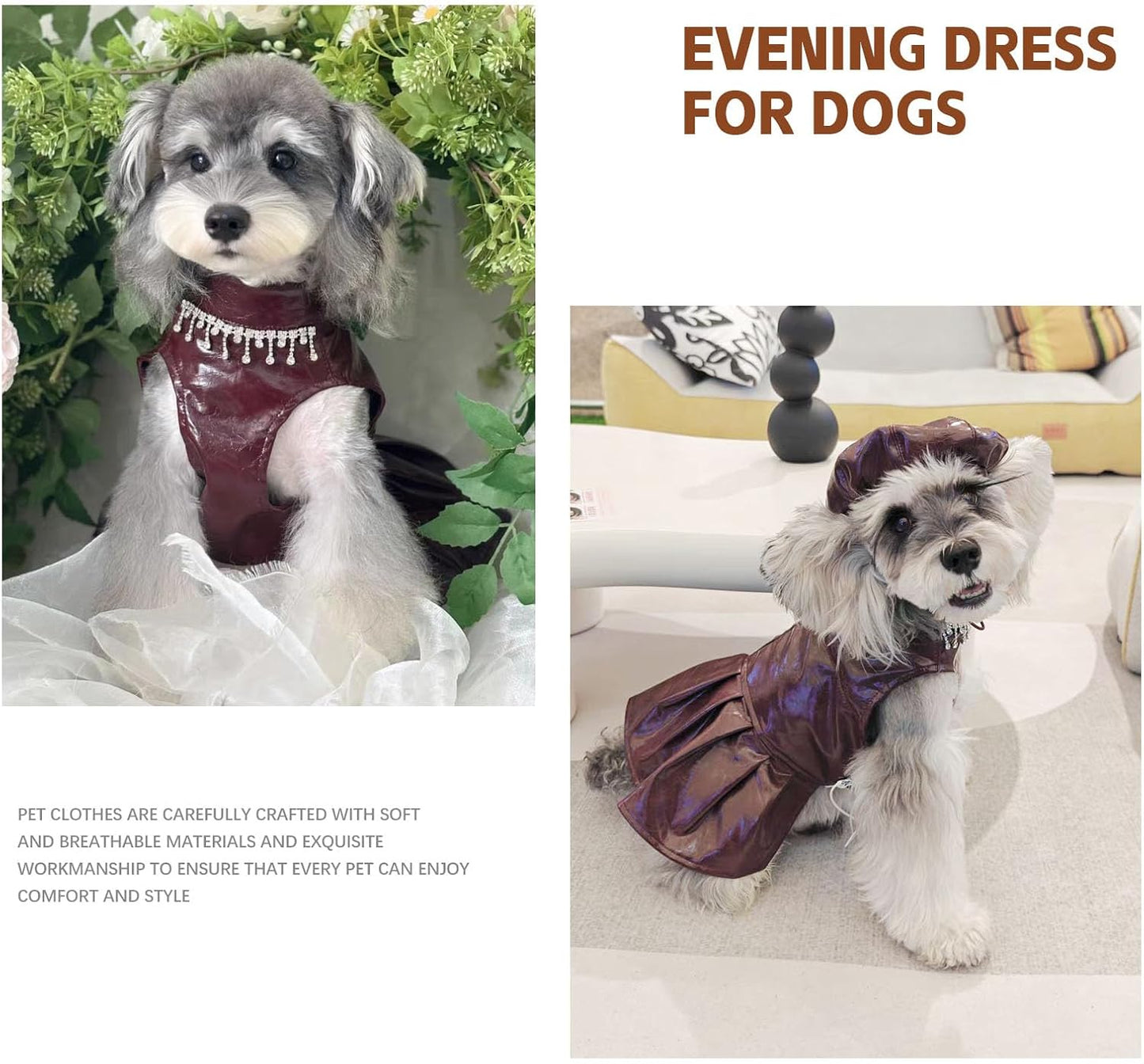 Luxe Leather Pet Beret Dress With Hat