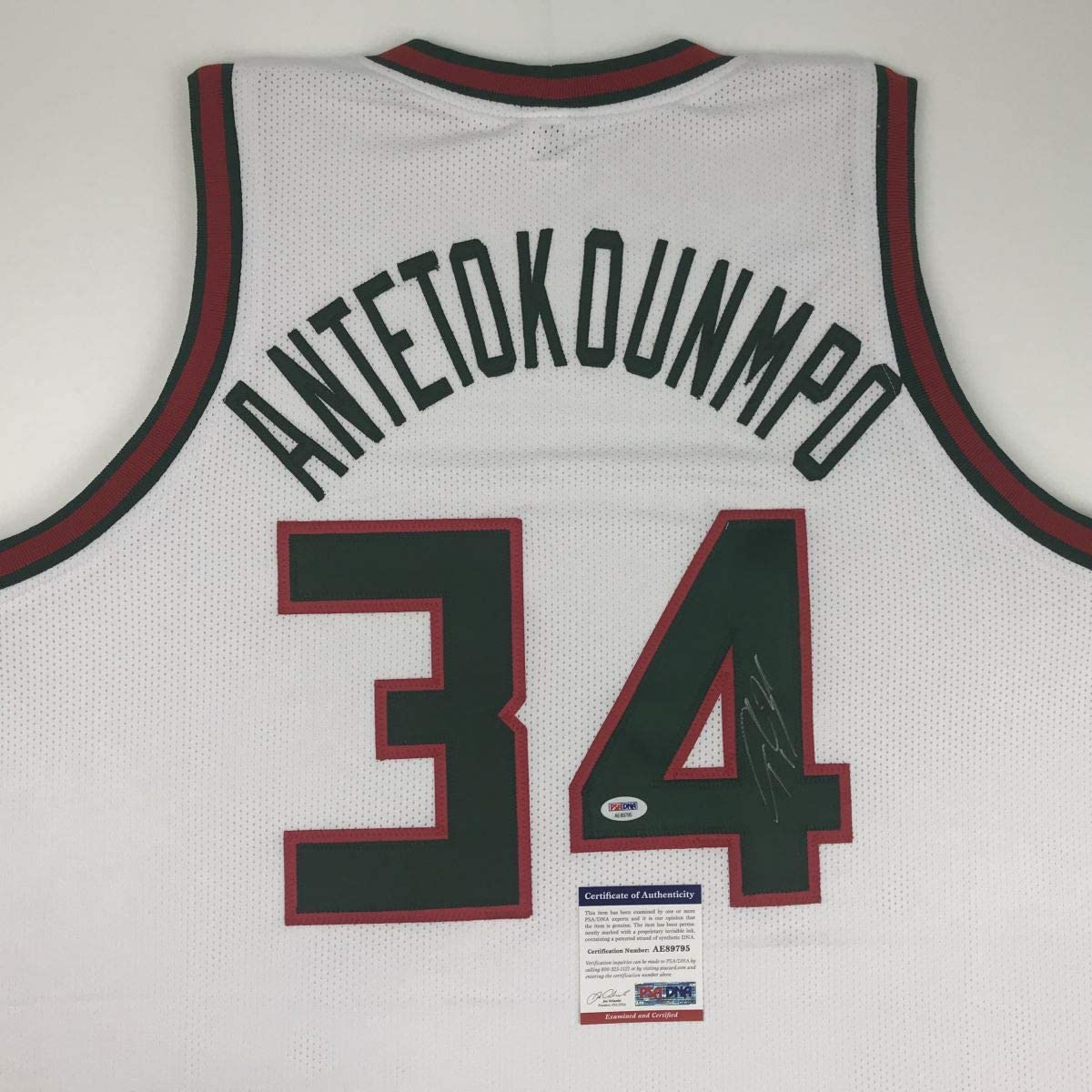 Autographed/Signed Giannis Antetokounmpo Milwaukee Retro White Basketball Jersey PSA/DNA COA