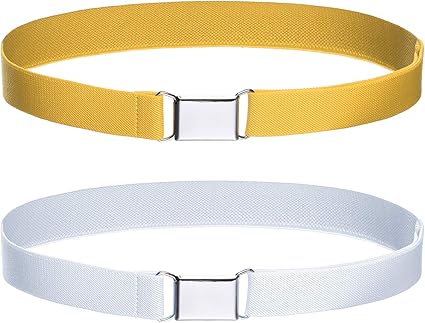 WELROG Toddler Kids Adjustable Buckle Belt - Elastic Child Silver Buckle Belts for Girls Boys