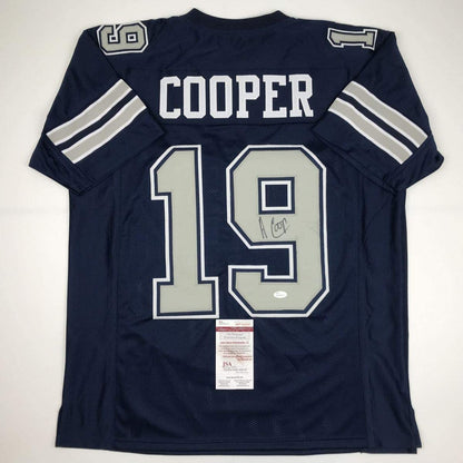 Autographed/Signed Amari Cooper Dallas Retro Dark Blue Football Jersey JSA COA