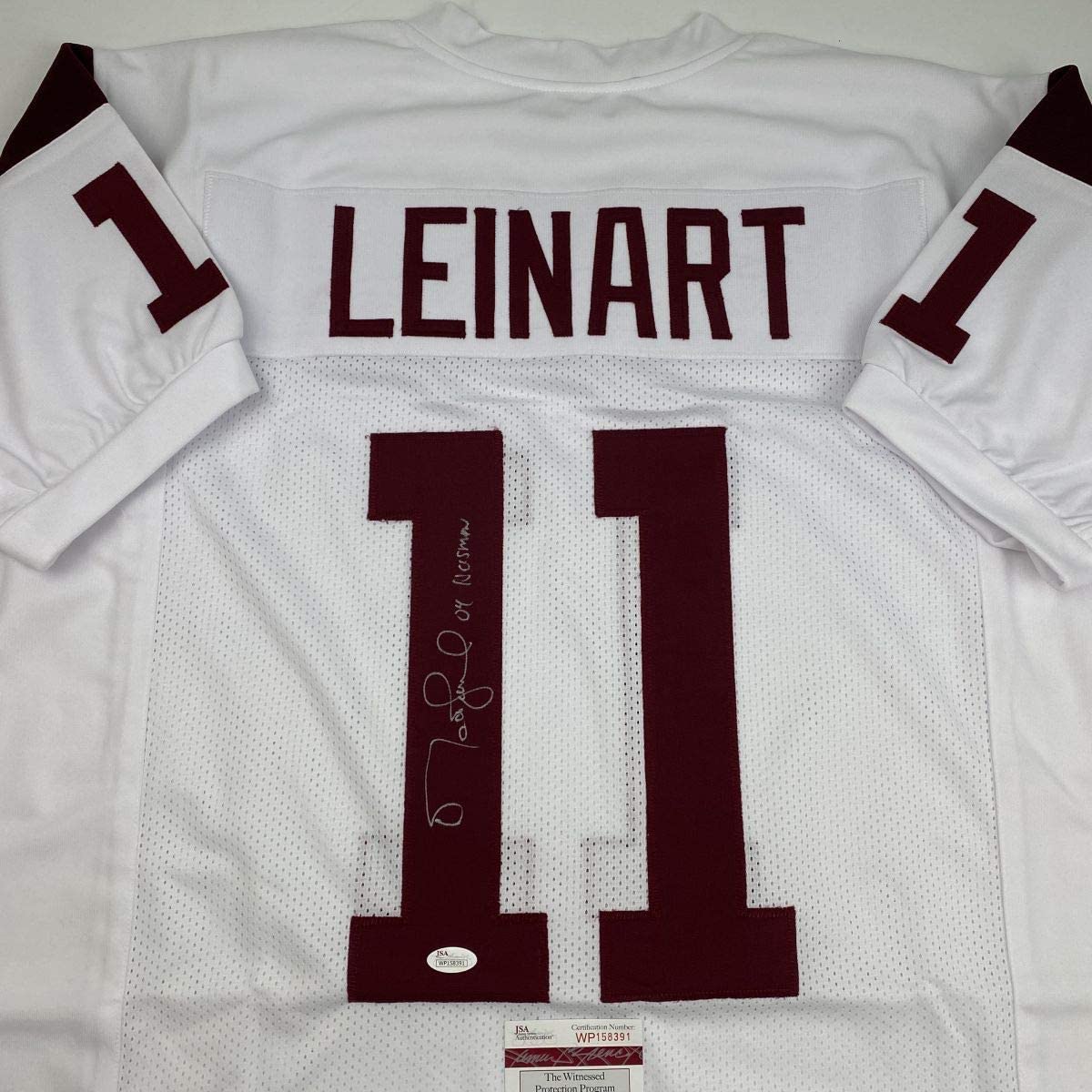 Autographed/Signed Matt Leinart 04 Heisman USC Southen Cal White College Football Jersey JSA COA