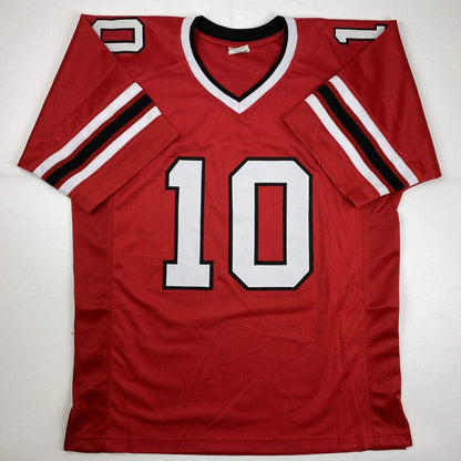 Autographed/Signed Steve Bartkowski Atlanta Red Football Jersey JSA COA