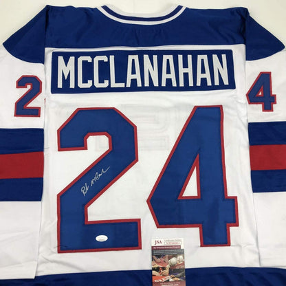 Autographed/Signed Rob McClanahan White Team USA Miracle On Ice 1980 Olympics Hockey Jersey JSA COA