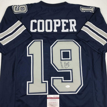 Autographed/Signed Amari Cooper Dallas Retro Dark Blue Football Jersey JSA COA