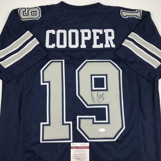 Autographed/Signed Amari Cooper Dallas Retro Dark Blue Football Jersey JSA COA