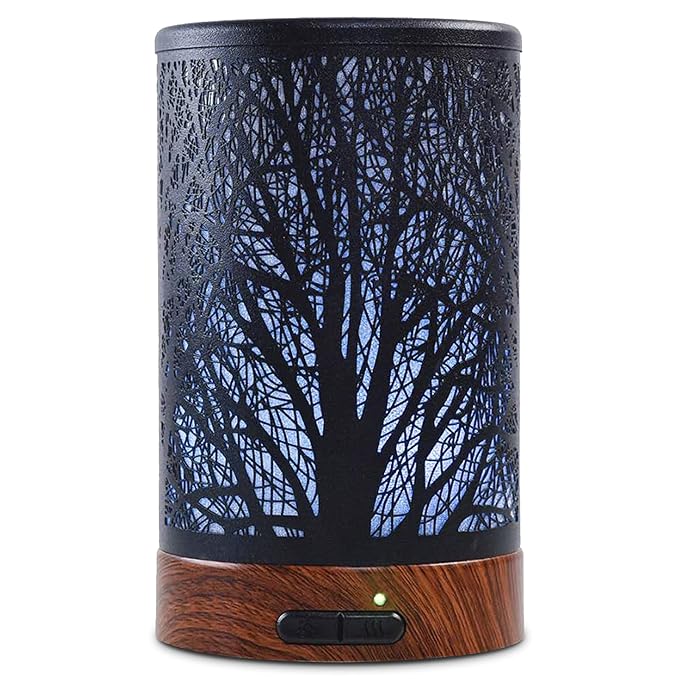 EQUSUPRO Essential Oil Diffuser 150ml Metal Aromatherapy Oil Diffuser Ultrasonic Cool Mist Diffuser with Auto Shut-Off Protection, 7 Colors Changed LED for Home Office SPA Yoga