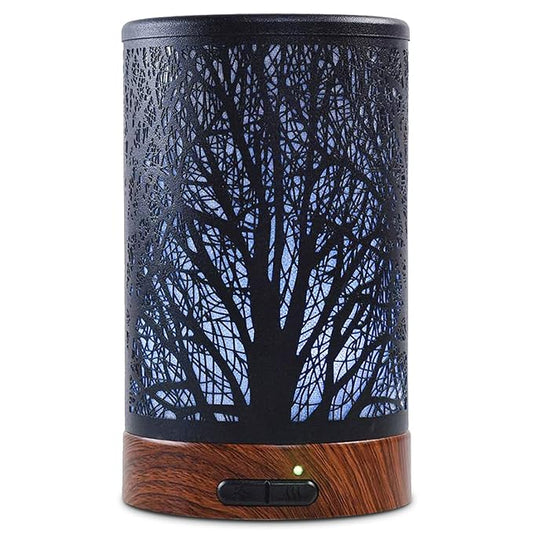 EQUSUPRO Essential Oil Diffuser 150ml Metal Aromatherapy Oil Diffuser Ultrasonic Cool Mist Diffuser with Auto Shut-Off Protection, 7 Colors Changed LED for Home Office SPA Yoga