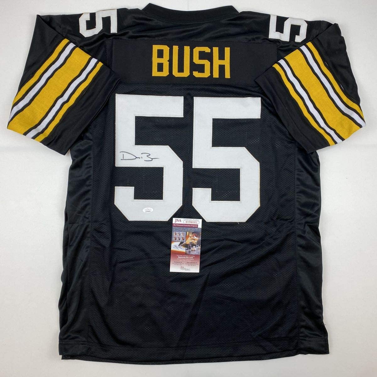 Autographed/Signed Devin Bush Pittsburgh Retro Black Football Jersey JSA COA