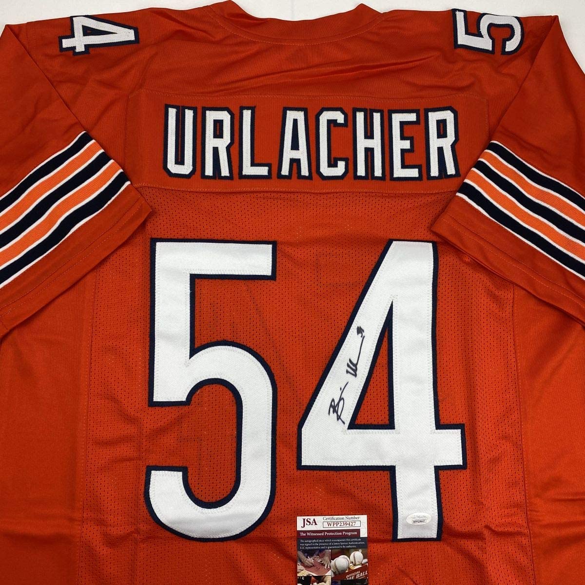 Autographed/Signed Brian Urlacher Chicago Orange Football Jersey JSA COA