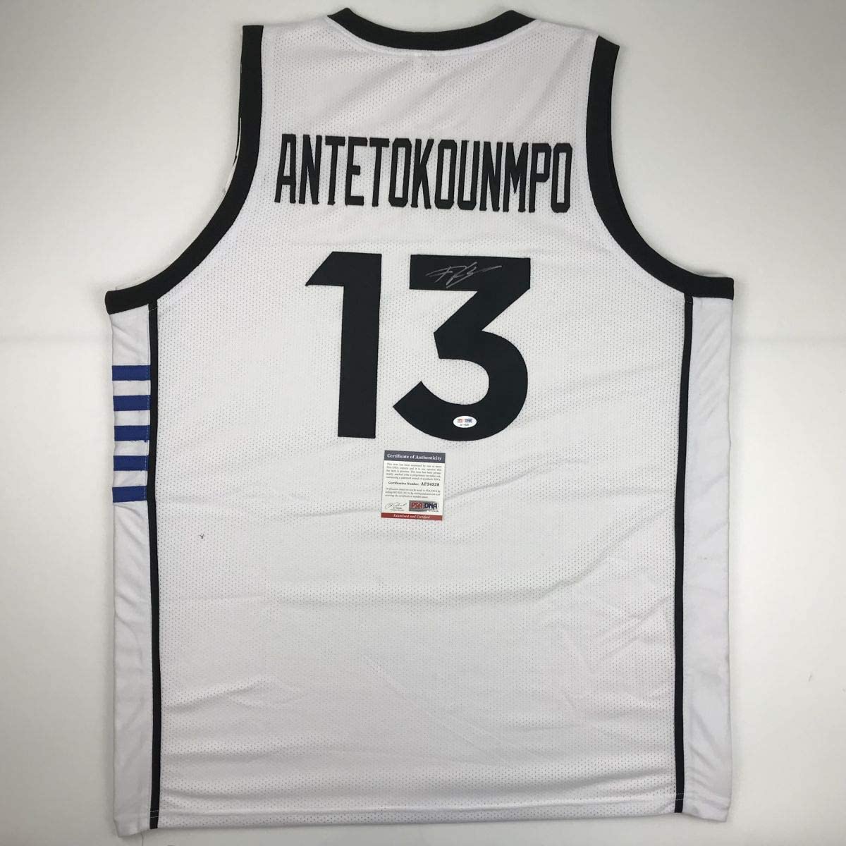 Autographed/Signed Giannis Antetokounmpo Greek Greece White Basketball Jersey PSA/DNA COA