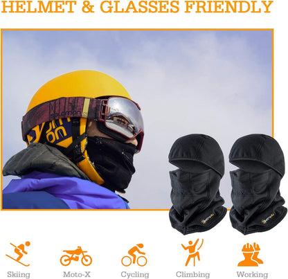 AstroAI Balaclava Ski Mask 2 Pack Winter Fleece Thermal Face Mask Cover for Men Women Warmer Windproof Breathable, Cold Weather Gear for Skiing, Outdoor Work, Riding Motorcycle & Snowboarding, Black