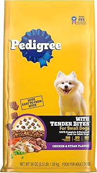 Pedigree With Tender Bites for Small Dogs Adult Dry Dog Food, Chicken and Steak Flavor, 3.5 lb. Bag