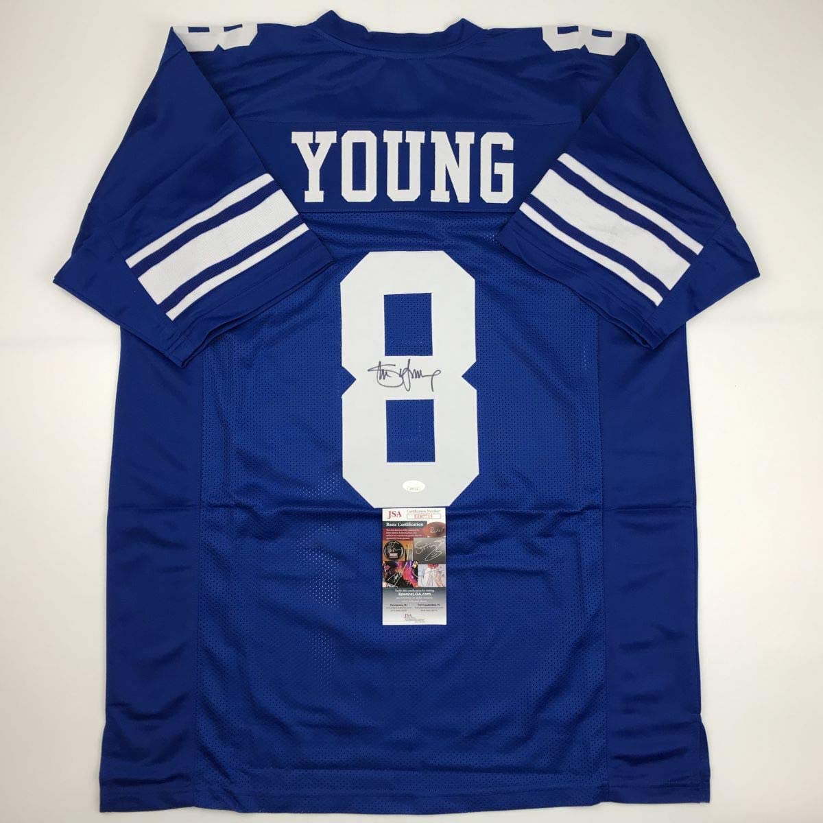 Autographed/Signed Steve Young Brigham Young BYU Blue College Football Jersey JSA COA