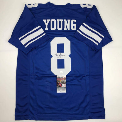 Autographed/Signed Steve Young Brigham Young BYU Blue College Football Jersey JSA COA
