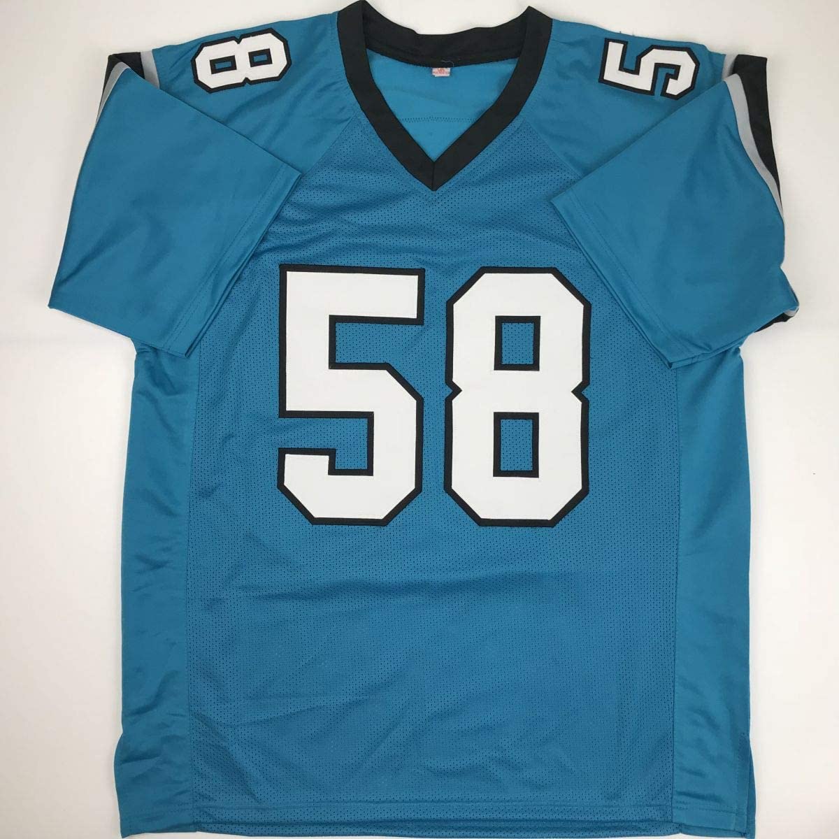 Autographed/Signed Thomas Davis Sr. Carolina Blue Football Jersey JSA COA