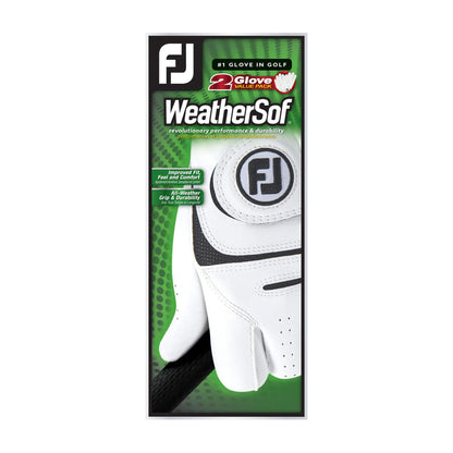FootJoy Men's WeatherSof 2-Pack Golf Glove White Cadet Large, Worn on Left Hand