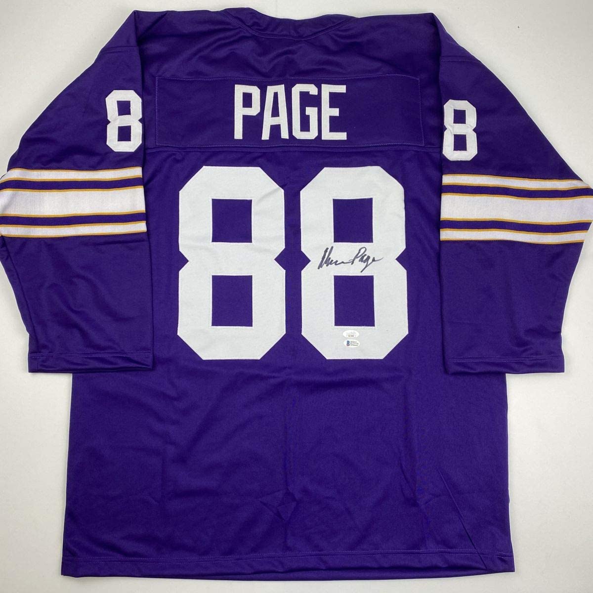 Autographed/Signed Alan Page Minnesota Purple Football Jersey JSA COA