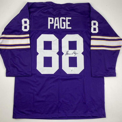 Autographed/Signed Alan Page Minnesota Purple Football Jersey JSA COA
