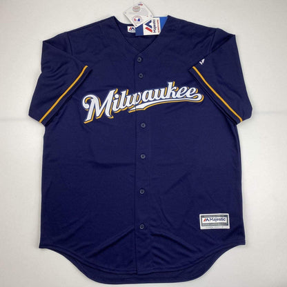 Autographed/Signed Christian Yelich Milwaukee Blue Baseball Jersey Beckett BAS COA