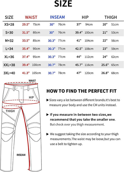 CTBQiTom Motorcycle Pants for Men Motocross Riding Pants Motorbike Riding Denim Jeans Adventure Trousers with CE Armor