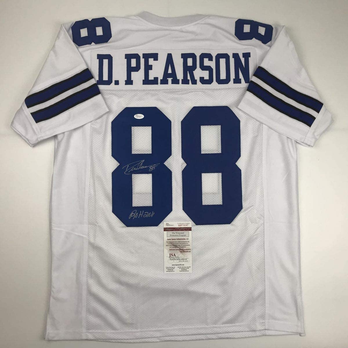 Autographed/Signed Drew Pearson ROH 2011 Dallas White Football Jersey JSA COA