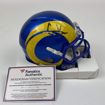 Autographed/Signed Cooper Kupp Los Angeles Rams Mini Football Helmet Fanatics COA
