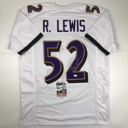 Autographed/Signed Ray Lewis Baltimore White Football Jersey JSA COA