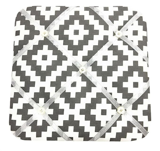 Bacati Love Unisex Fabric Memory/Memo Photo Bulletin Board, Silver/Grey