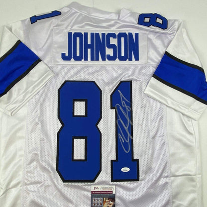 Autographed/Signed Calvin Johnson Detroit White Football Jersey JSA COA #2