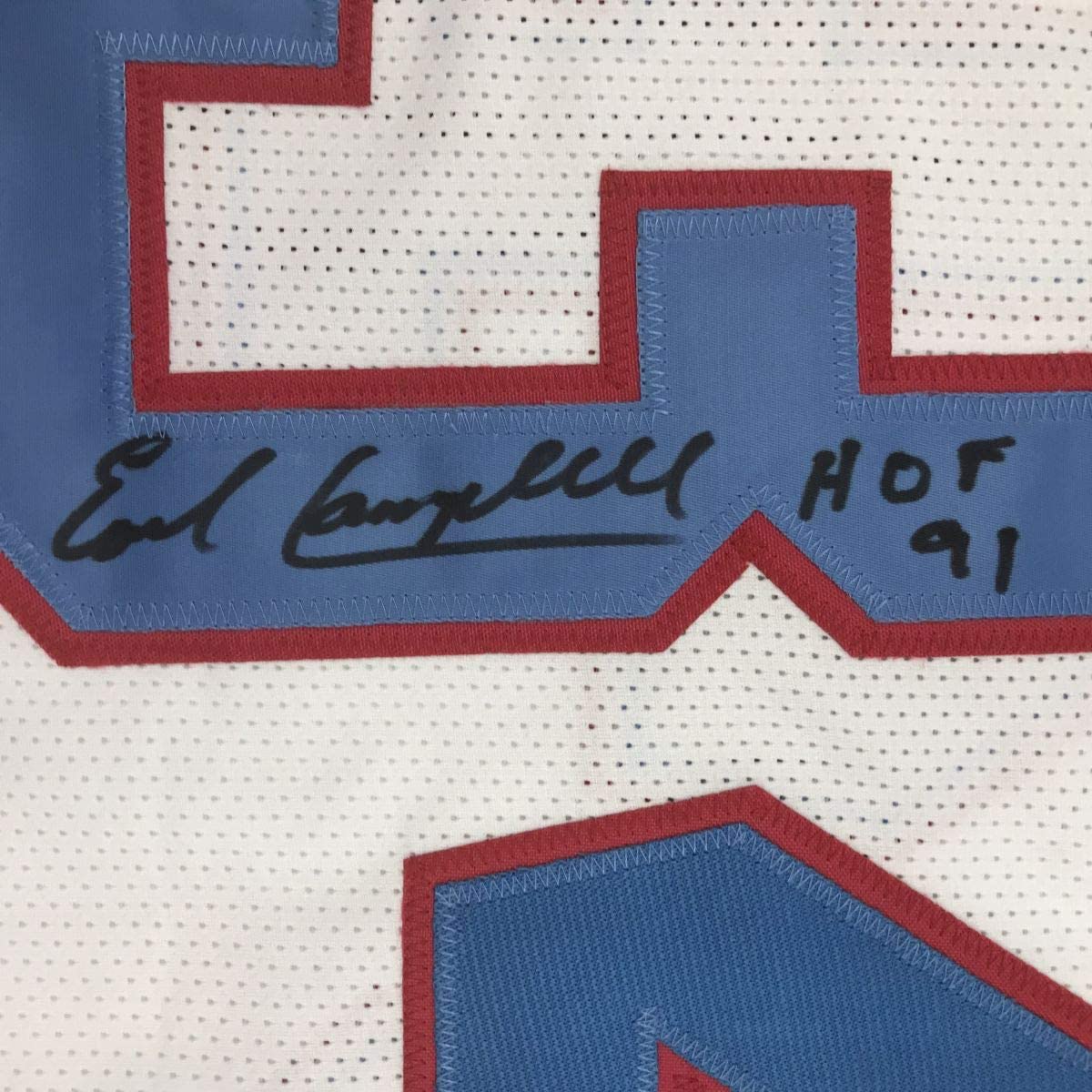 Autographed/Signed Earl Campbell HOF 91 Houston White Football Jersey Tristar COA
