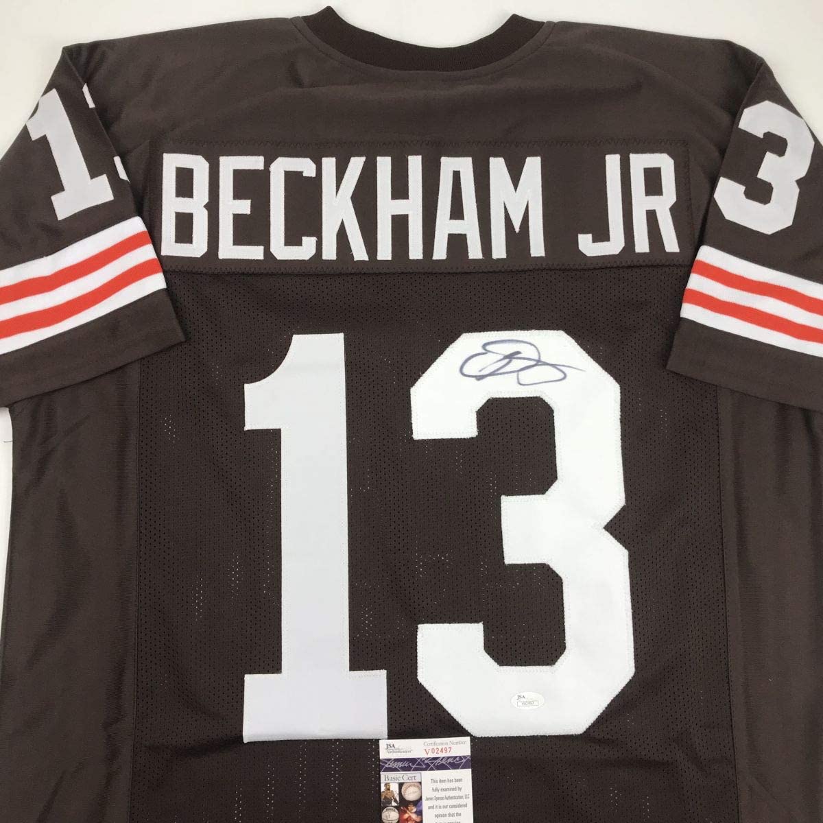 Autographed/Signed Odell Beckham Jr. Cleveland Retro Brown Football Jersey JSA COA